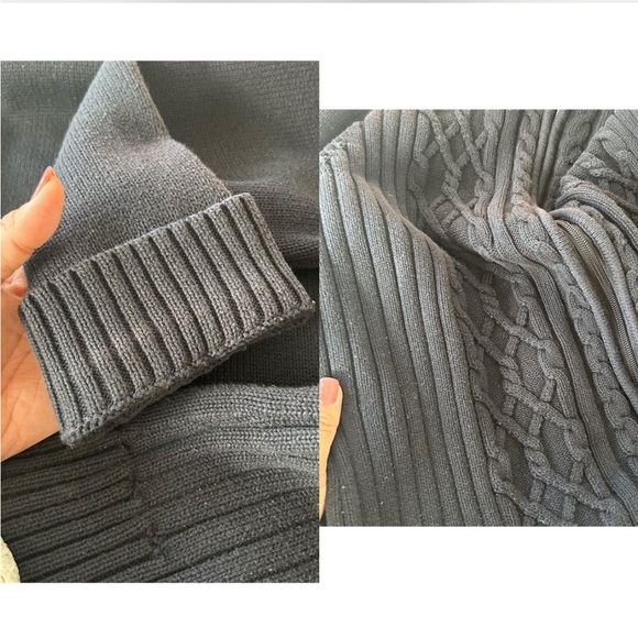 Karen Scott cable knit full-zip cardigan sweater black Medium. - Picture 6 of 8